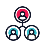 Three small profile pic icons that are connected